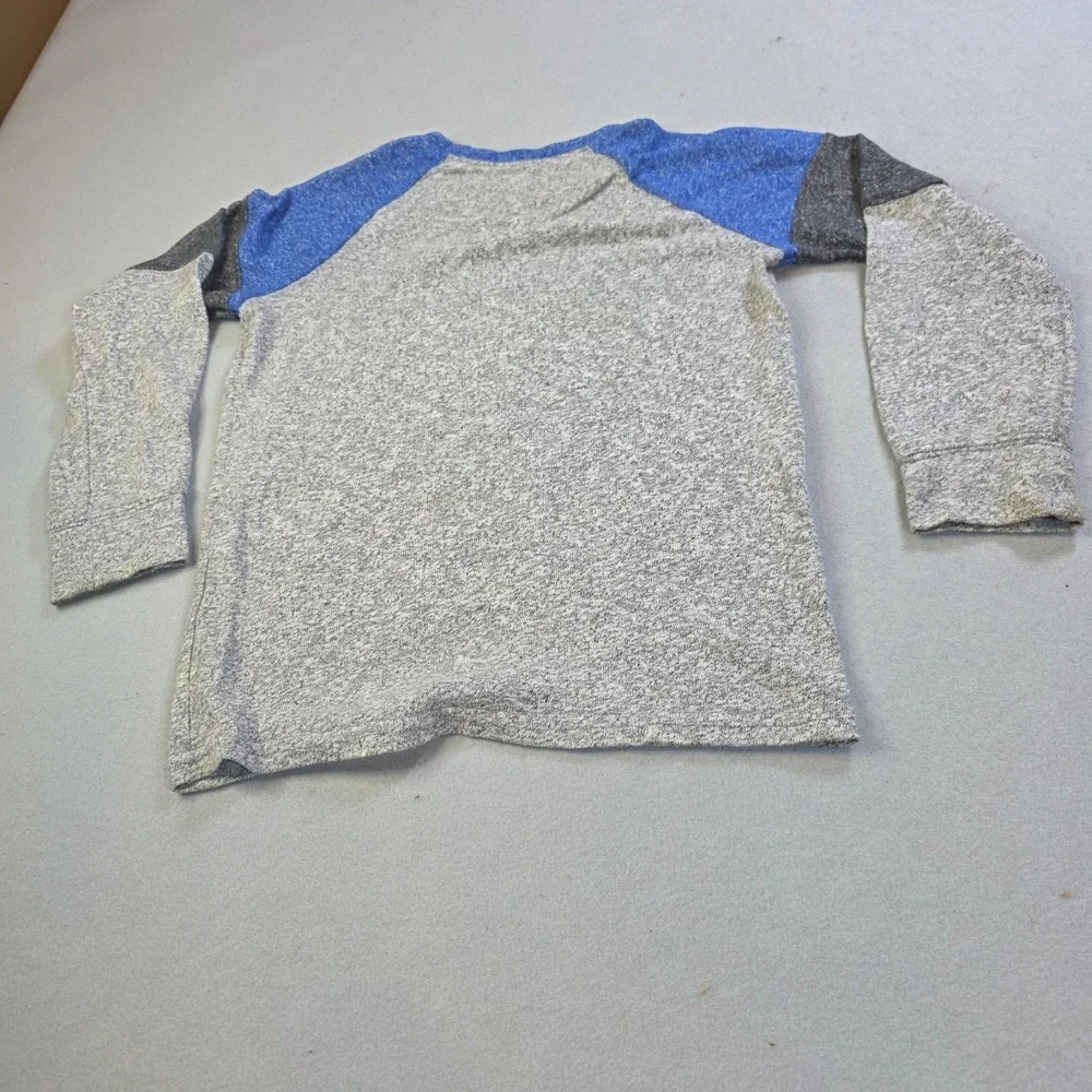 OshKosh Bgosh Boys Size 8 Raglan Long Sleeve Shirt Grey Blue Colorblock